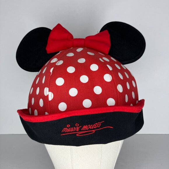 Disney Minnie Mouse Polka Dot Ears Bucket Hat Cap Adult Size - Picture 1 of 7